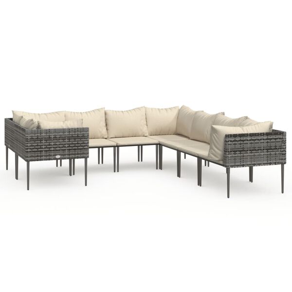 vidaXL Garden Lounge Set Grey PE rattan Large Modular