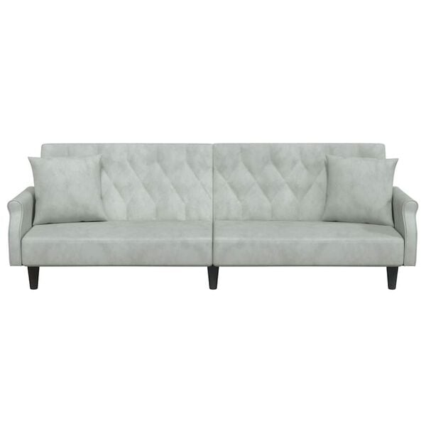 vidaXL Sofa Bed Light grey Velvet (100% polyester), plywood Large