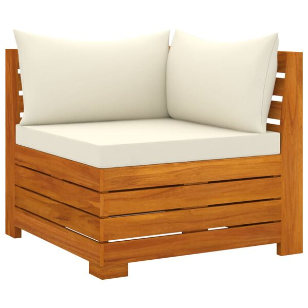 vidaXL Garden Sofa Cream white cushions, Acacia wood frame Solid Acacia wood