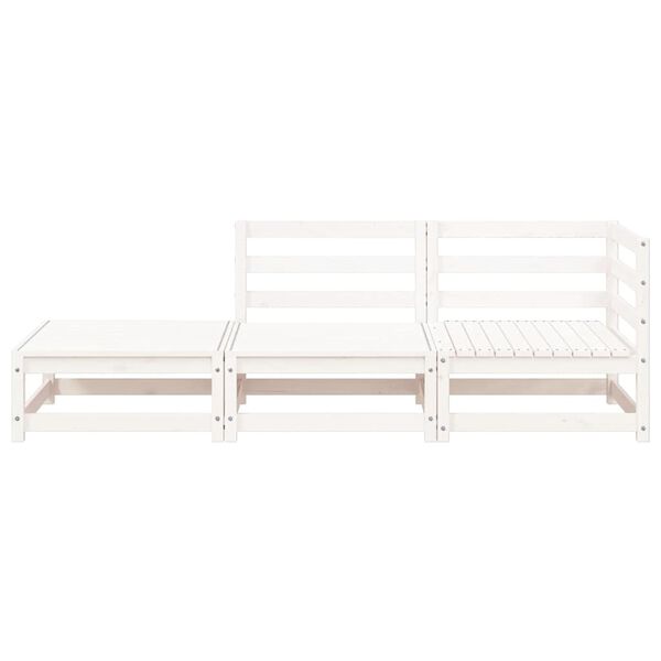 vidaXL Garden Sofa White Solid pine wood Medium Modular Garden Sofa