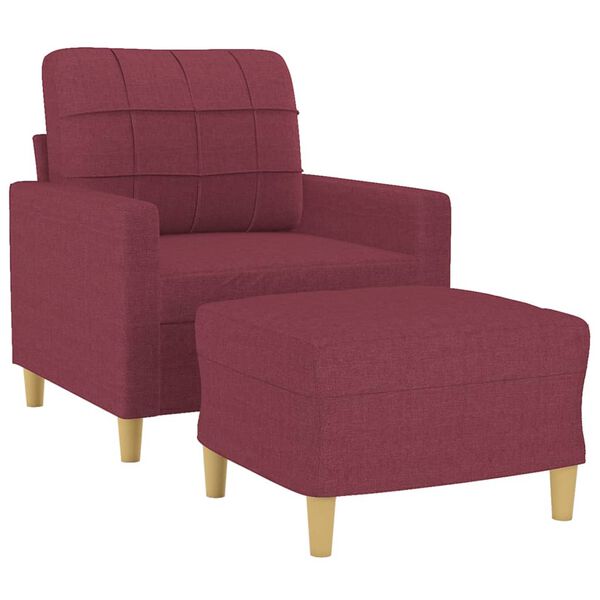 vidaXL Sofa Chair with Footstool Wine Red 23.6" Fabric