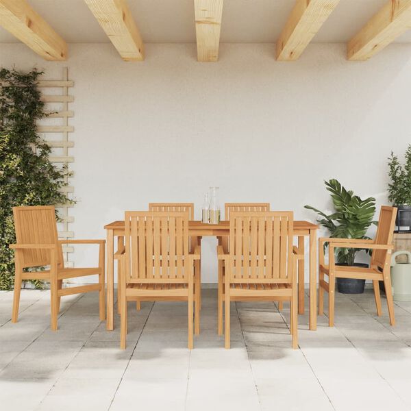 vidaXL 7 Piece Patio Dining Set Solid Wood Teak