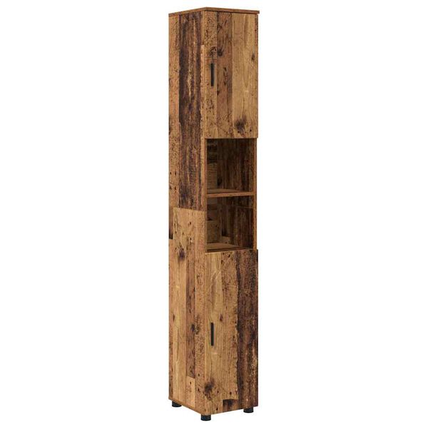 vidaXL Bathroom Cabinet with Storage Old Wood 11.81 x 13.78 x 75.59 in