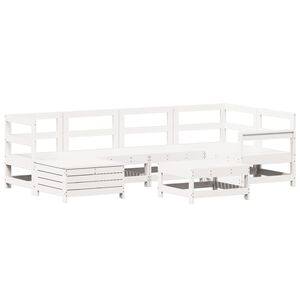 vidaXL Garden Sofa Set White Solid Pine Wood Large Modular