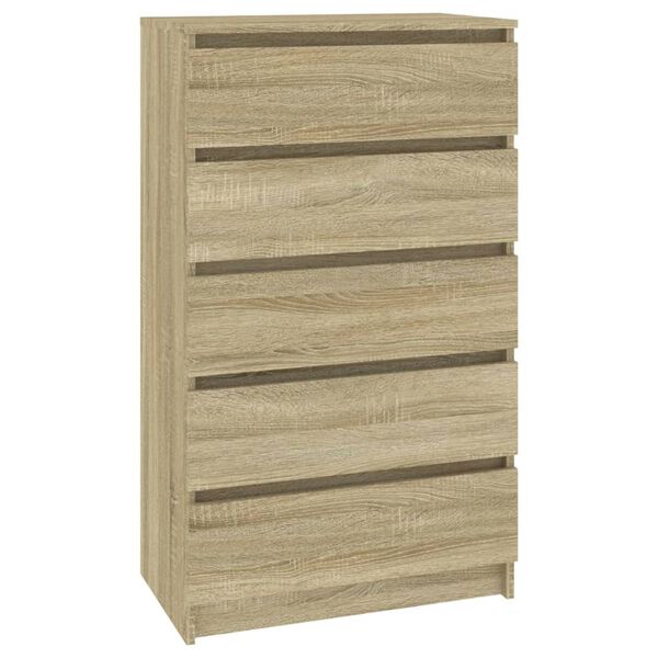 vidaXL Drawer Cabinet Sonoma oak Engineered wood 23.6 x 14.2 x 40.6 in