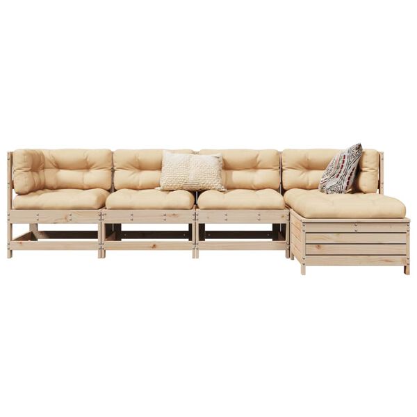 vidaXL Garden Sofa Set Natural Wood Solid Pine Wood Medium Modular