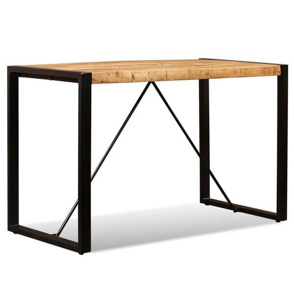 vidaXL Dining Table Brown and Black Solid rough mango wood 47.2 in