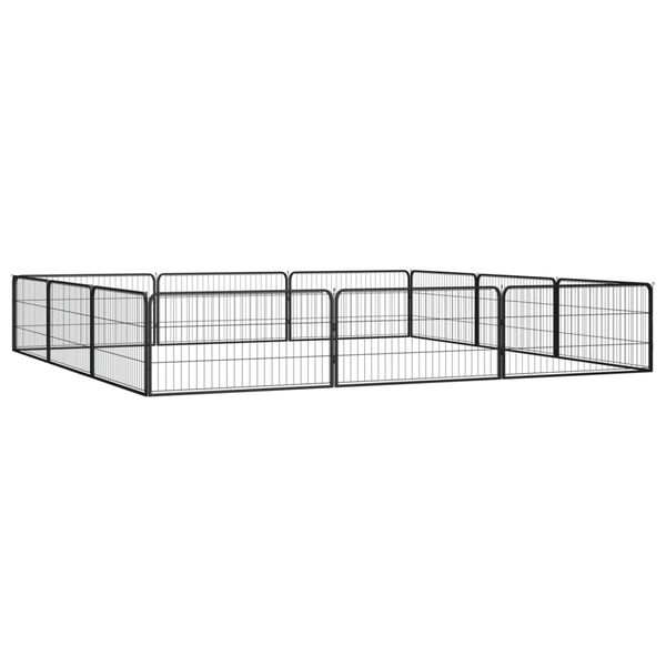 vidaXL Dog Playpen Black Powder-coated steel Large Height-Adjustable