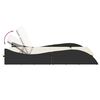 vidaXL Sun Lounger Black, Cream white PE rattan, Powder-coated steel, Foam