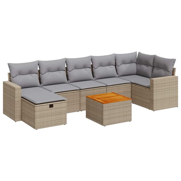 vidaXL Garden Sofa Set Beige, Light Grey