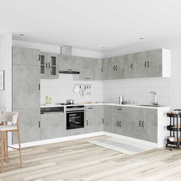 vidaXL Kitchen Cabinet Set Concrete Grey Engineered Wood 14-Piece Set