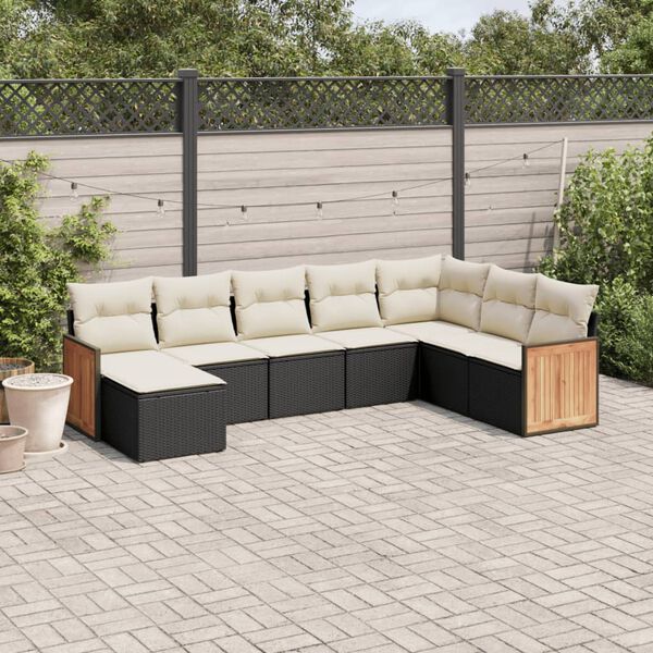 vidaXL Garden Sofa Set Black structure PE Rattan Large Adjustable Feet