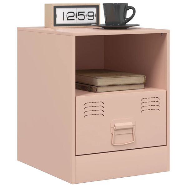 vidaXL Bedside Cabinet Pink Cold-rolled steel Small Bedside Cabinet