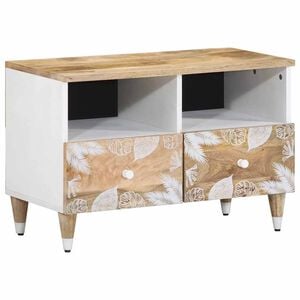 vidaXL TV Cabinet Mango Natural with White Paint