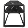vidaXL TV Cabinet Black, Black Marble Tempered Glass, Powder-Coated Steel