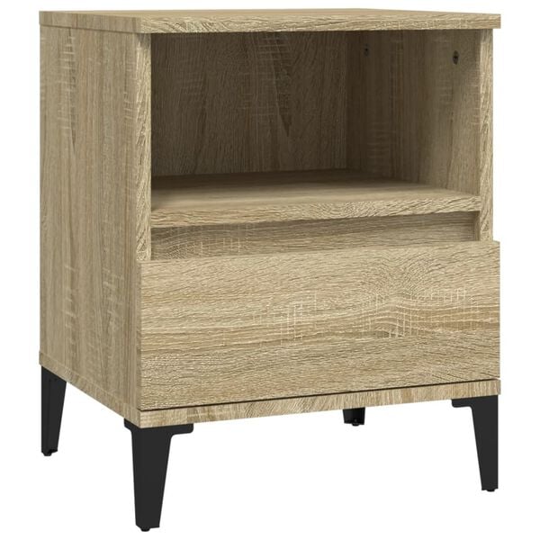 vidaXL Bedside Cabinet Sonoma Oak Engineered wood, metal Medium