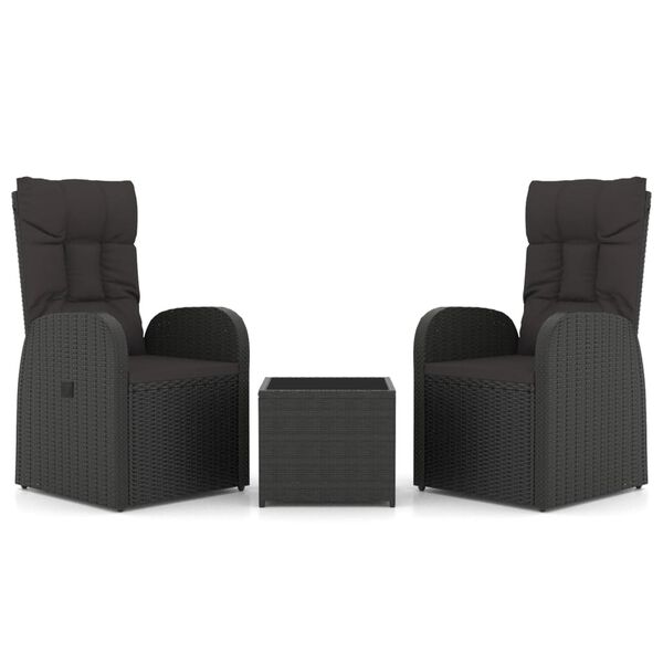 vidaXL Garden Lounge Set Black PE rattan, steel, tempered glass, fabric
