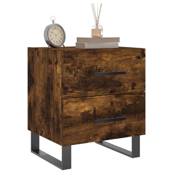 vidaXL Bedside Cabinet Smoked oak Engineered wood, Iron Small