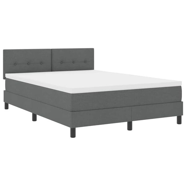 vidaXL Box Spring Bed Dark Grey and White 59.84 x 79.92 in Fabric