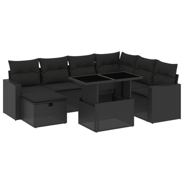 vidaXL Garden Sofa Set Black PE rattan Large Garden Sofa Set