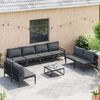 vidaXL Garden Sofa Set with Cushion 9 pcs Black Steel
