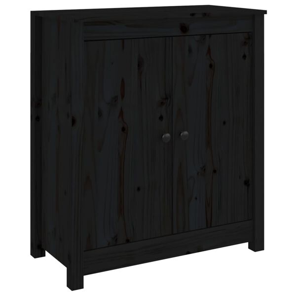 vidaXL Sideboard Black Solid Pine Wood 27.6x13.8x31.5 in Sideboard