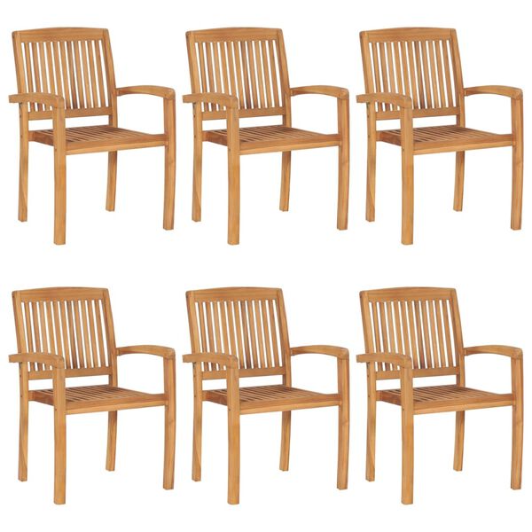 vidaXL Garden Chair Set of 6 Teak wood Solid Teak Wood Standard