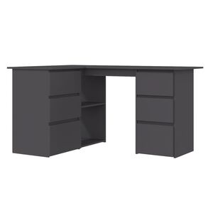 vidaXL Corner Desk Gray Engineered wood Compact Corner Desk