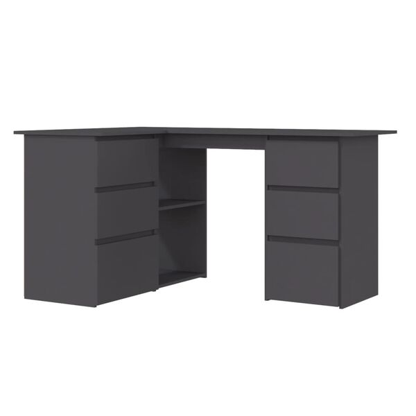 vidaXL Corner Desk Gray Engineered wood Compact Corner Desk