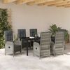 vidaXL Garden Dining Set with Cushion 7 pcs Grey Poly Rattan