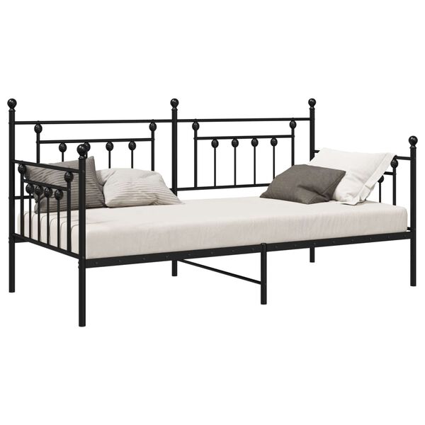 vidaXL Daybed Frame with Headboard Black 42.1" x 79.9" Steel