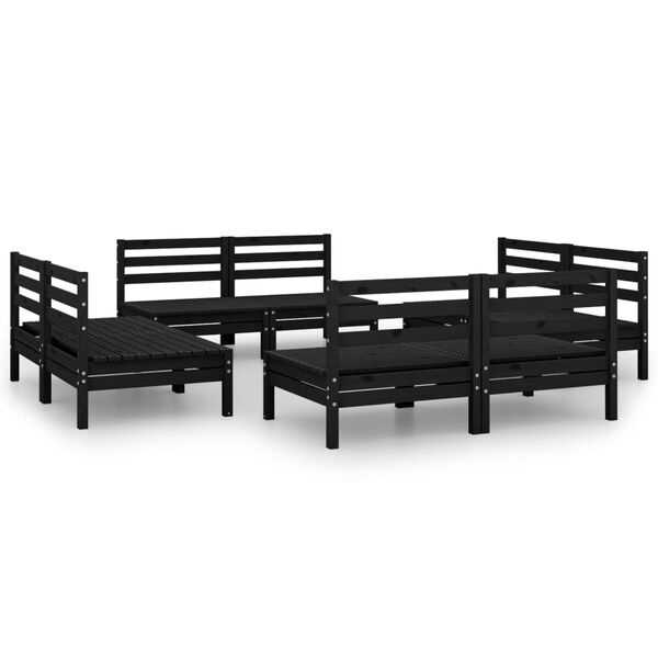 vidaXL Garden Lounge Set Black Solid pinewood Medium Modular