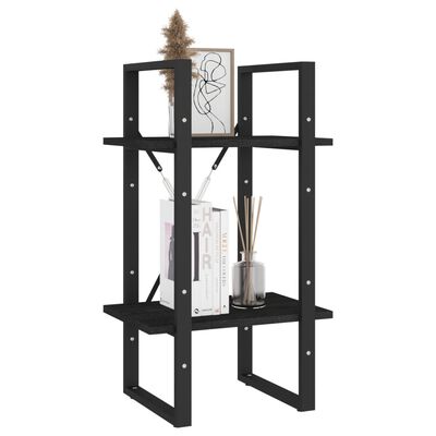 vidaXL 2-Tier Book Cabinet Black 15.7"x11.8"x27.6" Solid Pine Wood