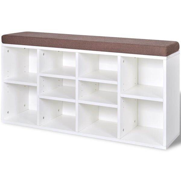 vidaXL Shoe Bench White frame + Brown seat