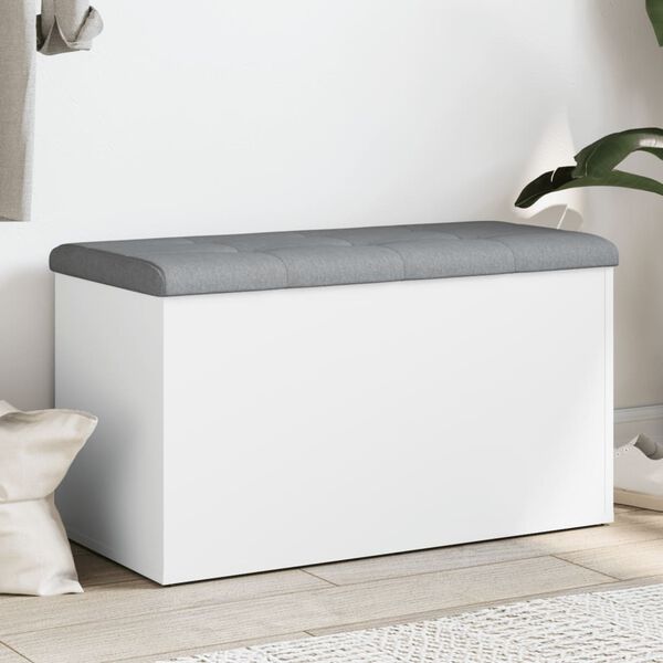 vidaXL Storage Bench White Engineered Wood Medium Storage Bench