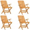 vidaXL Folding Garden Chair Set of 4 Natural Teak Solid Teak Wood