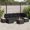 vidaXL Garden Sofa Set with Cushion 7 pcs Black Poly Rattan