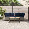 vidaXL Patio Sofa with Cushions Gray Poly Rattan