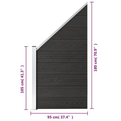 vidaXL Fence Panel WPC 37.4"x(41.3"-70.9") Gray