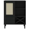 vidaXL Highboard Black Solid pinewood with UV varnish finish, Poly rattan
