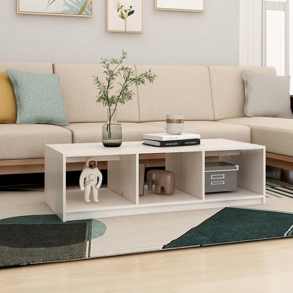 vidaXL Coffee Table White Solid Pinewood Sleek Coffee Table