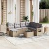 vidaXL Garden Sofa Set Mix Beige Poly Rattan, Tempered Glass, Steel Large