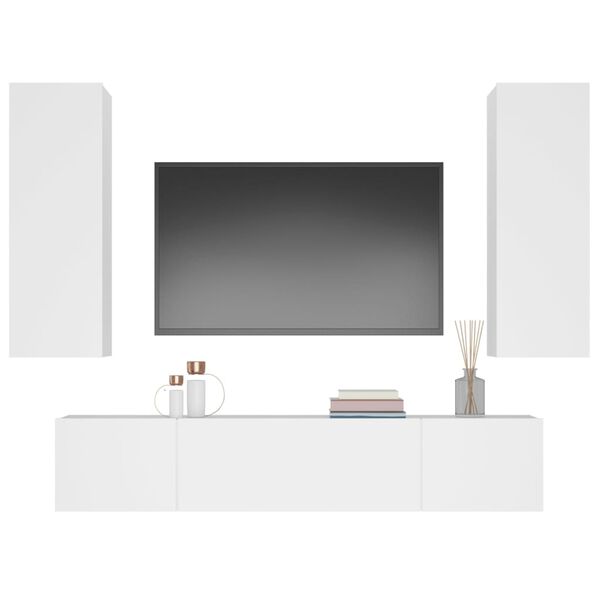 vidaXL TV Cabinet Set Set of 4 White Engineered wood Standard