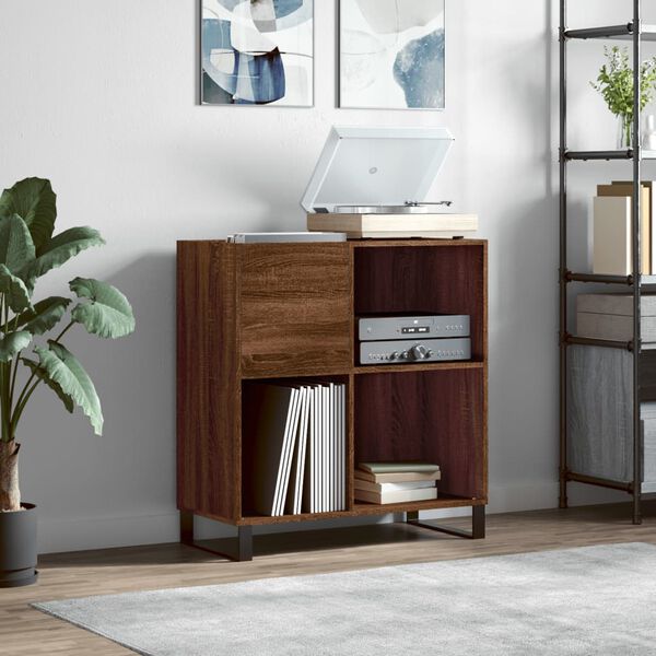 vidaXL Record Cabinet Brown Oak Engineered wood and iron