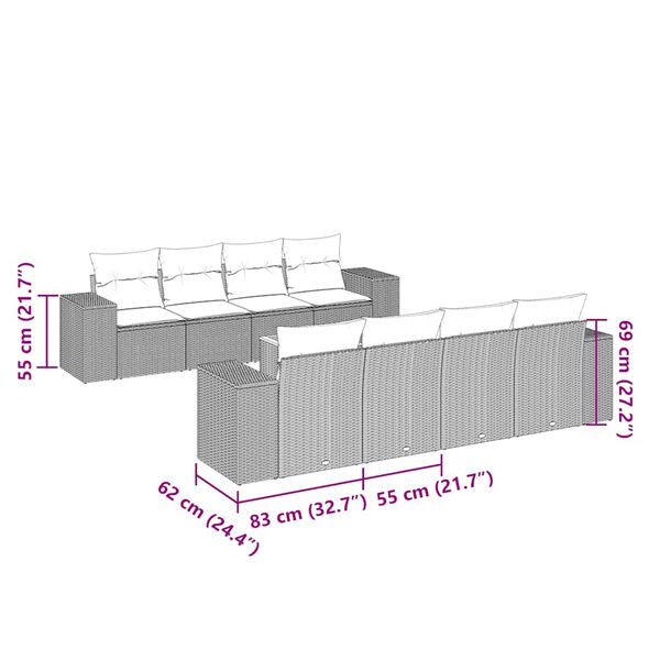vidaXL Garden Sofa Set Black