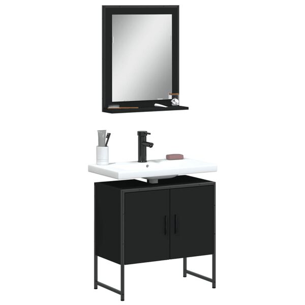 vidaXL Bathroom Cabinet Set Black