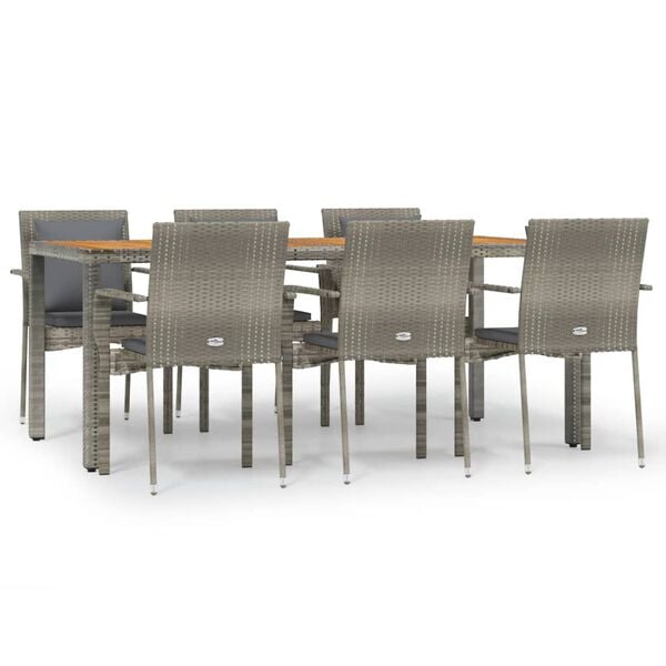 vidaXL Garden Dining Set Grey with dark grey cushions