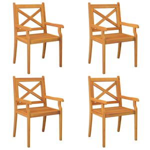 vidaXL Dining Chair Set of 4 Natural Acacia