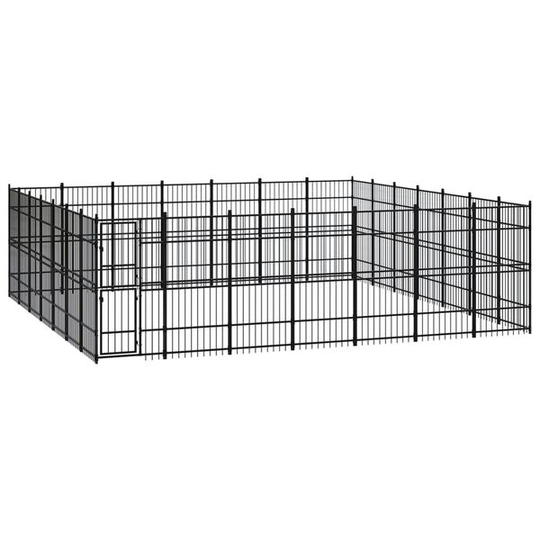 vidaXL Dog Kennel Black Powder-coated steel Extra Large Durable