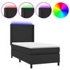 vidaXL Box Spring Bed with Mattress&LED Black 39.4"x74.8" Twin Faux Leather